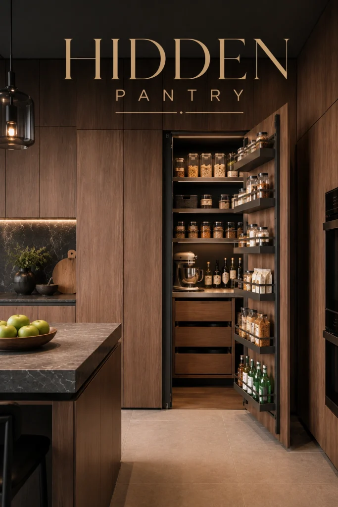 Hidden Pantry Behind Panel Doors